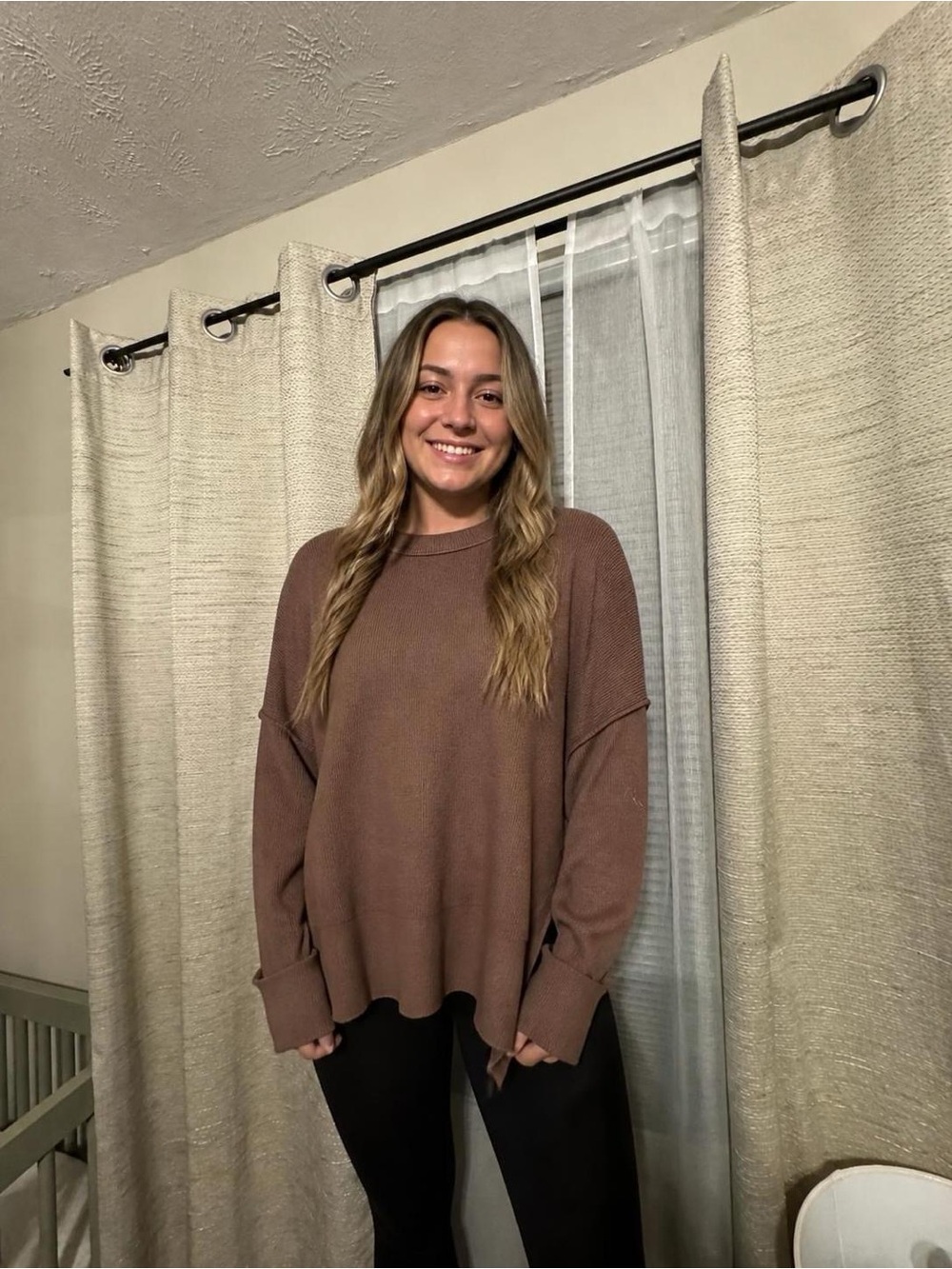 Target Relaxed Crew Neck Brown Knit Sweater